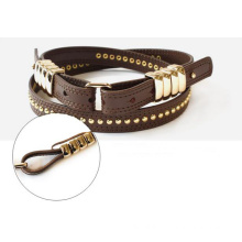 Pure leather belts riveter slimming belt